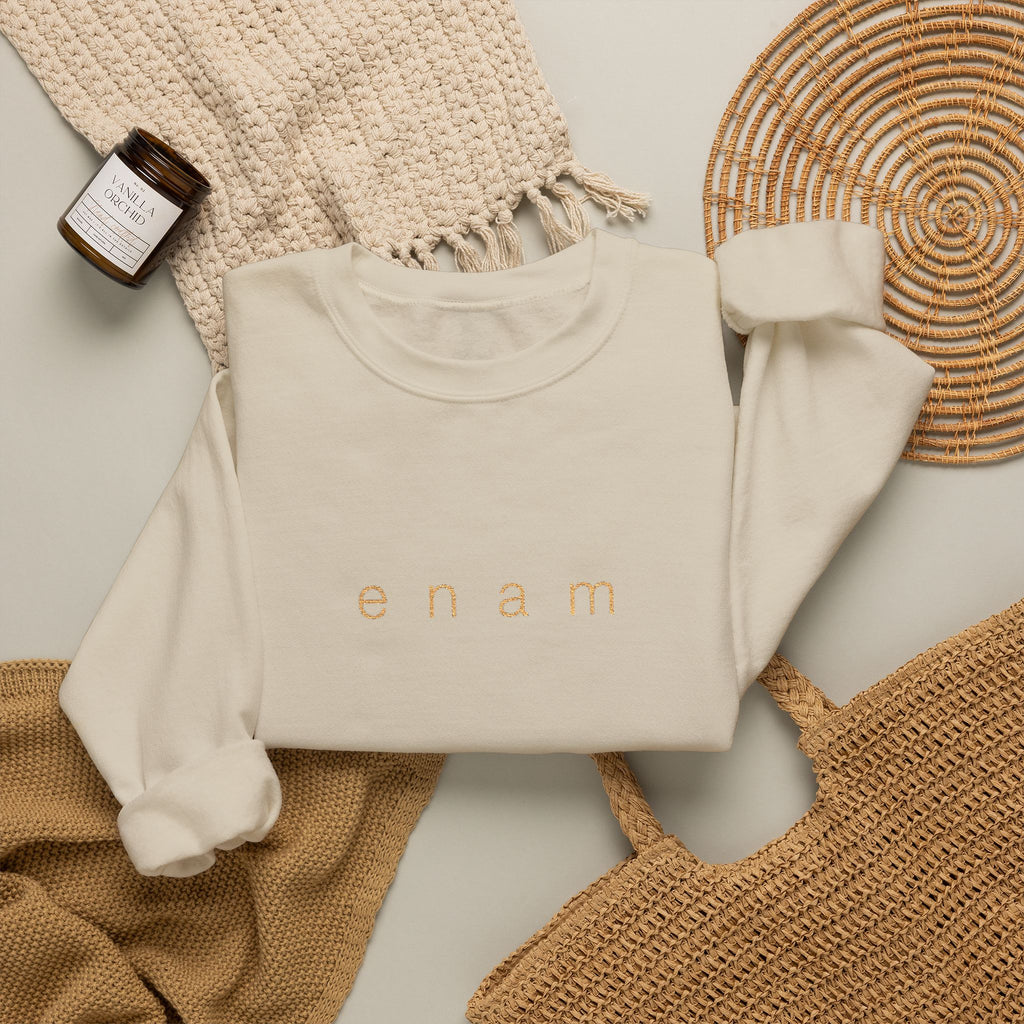 enam⁠ — The Signature Embroidered Crewneck.